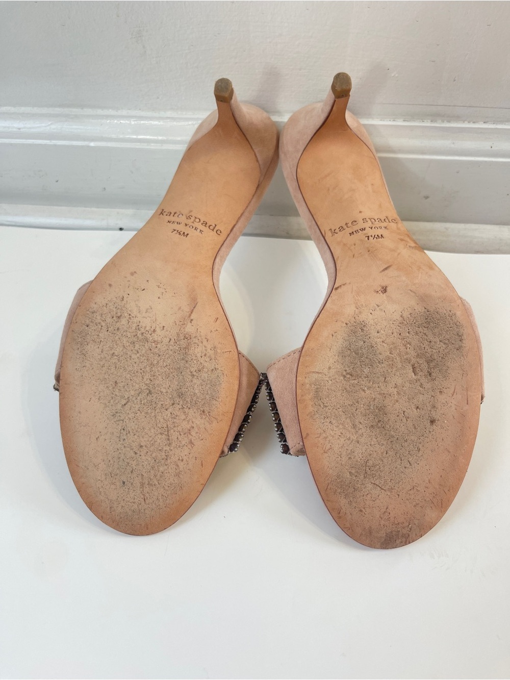 Kate Spade Seville Rhinestone and Pink Blush Mules Size 7.5 Formal Wedding - Picture 5 of 6